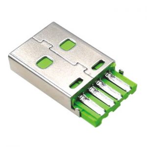 USB A PLUG COPPER GREEN 3AMP